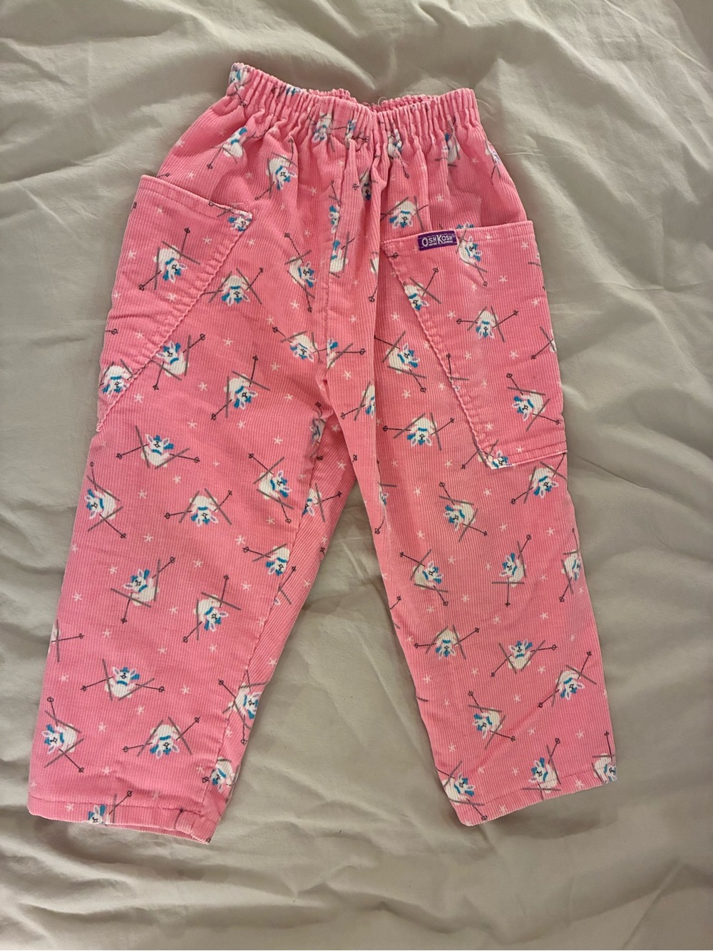 Vintage 80s 90s Rare Oshkosh Bgosh Pink Corduroy Ski Bunny Pants 3T Made in USA